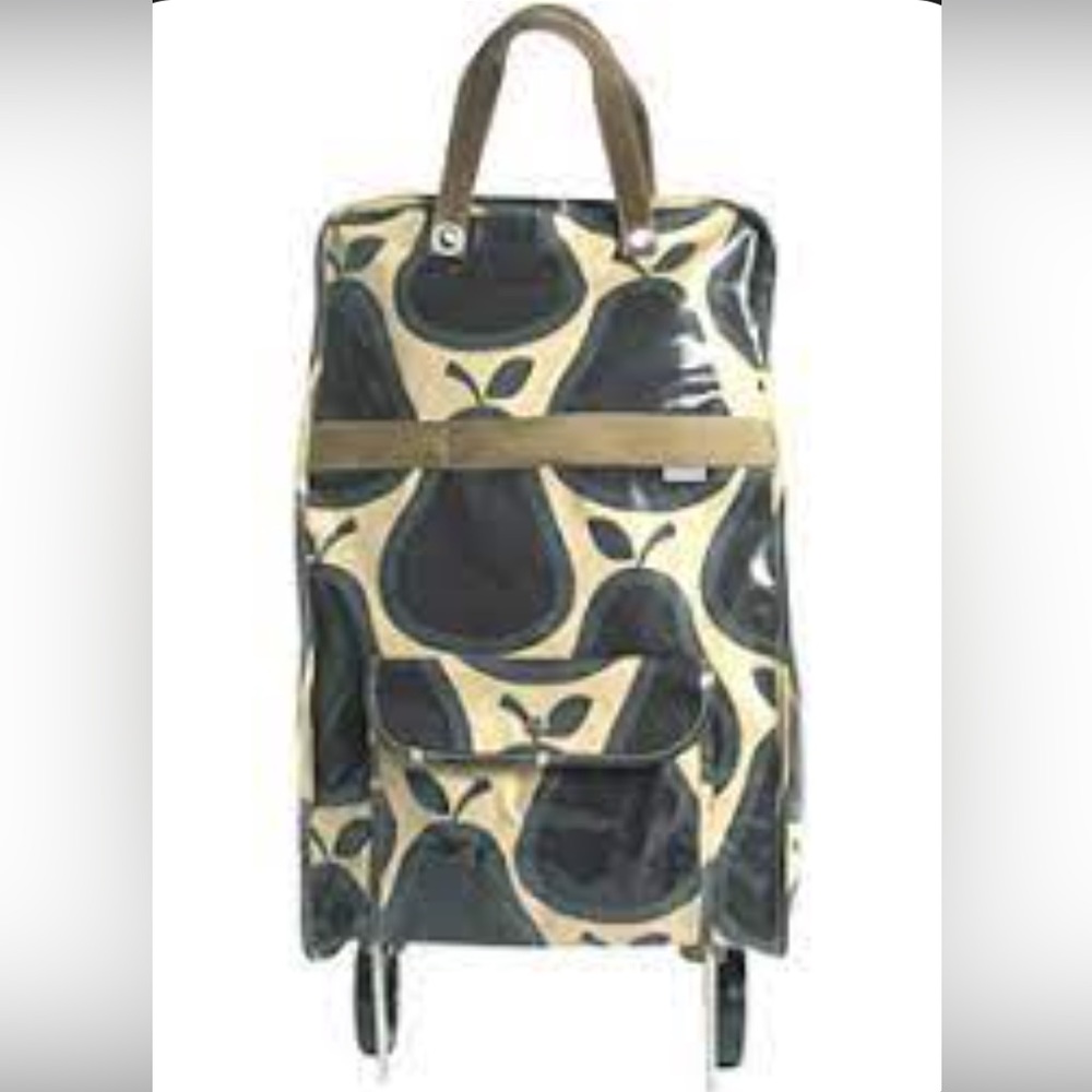 Orla Kiely retro shopping trolley bag travel wheels luggage pear print vintage